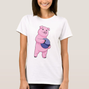 Camiseta Cerdo en Bowling con bolera