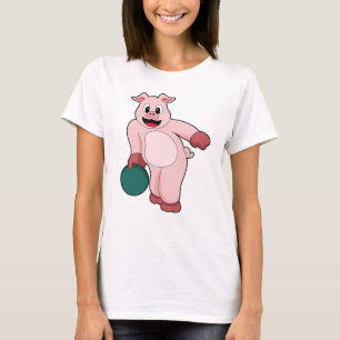 Camiseta Cerdo en Bowling con bolera