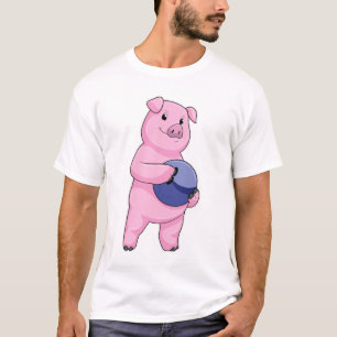Camiseta Cerdo en Bowling con bolera