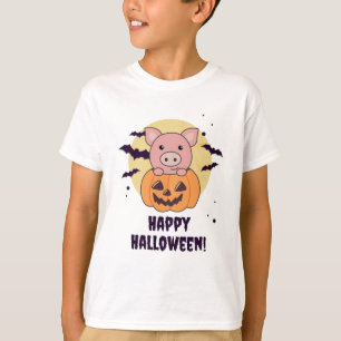Camiseta Cerdo En Calabaza Dulces Cerdos Feliz Halloween