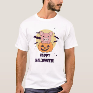 Camiseta Cerdo En Calabaza Dulces Cerdos Feliz Halloween