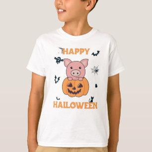 Camiseta Cerdo En Calabaza Dulces Cerdos Feliz Halloween