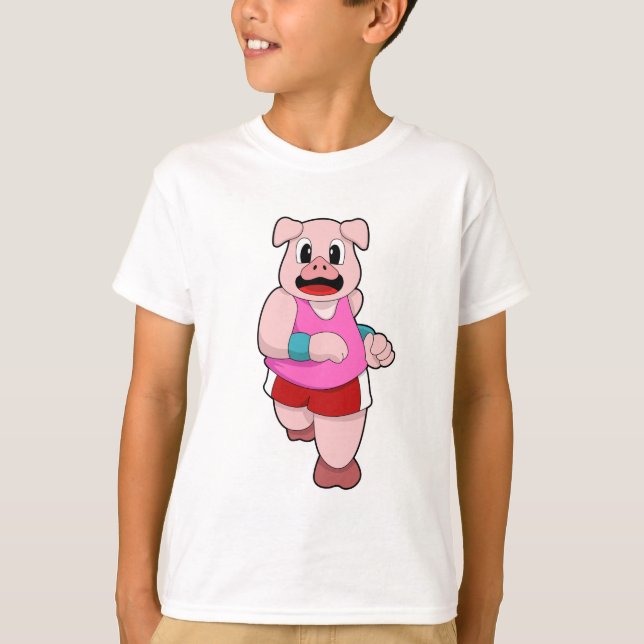 Camiseta Cerdo en cinta de correr (Anverso)