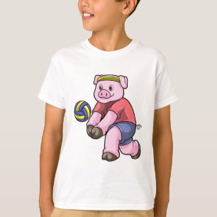 Camiseta Cerdo en deportes con voleibol