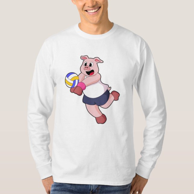Camiseta Cerdo en deportes de voleibol (Anverso)