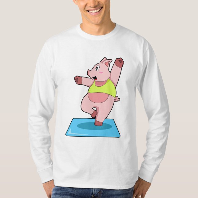 Camiseta Cerdo en el gimnasio del yoga (Anverso)