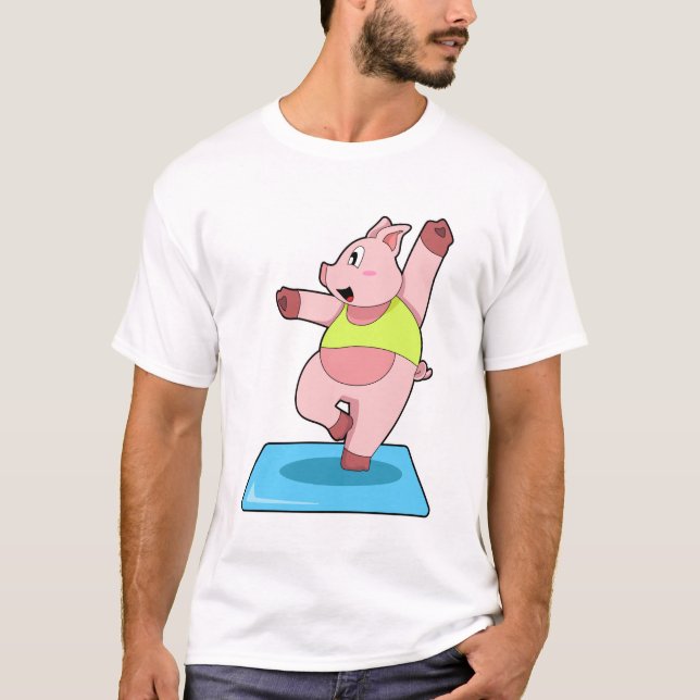 Camiseta Cerdo en el gimnasio del yoga (Anverso)