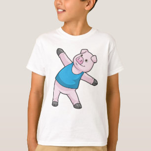 Camiseta Cerdo en el Stretching del Yoga