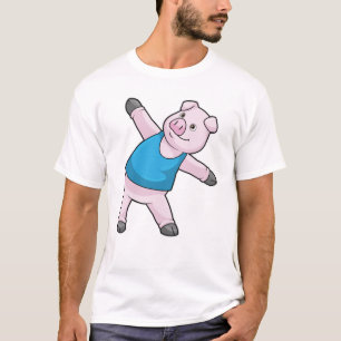 Camiseta Cerdo en el Stretching del Yoga