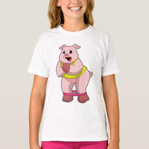 Camiseta Cerdo en Fitness con banda de goma