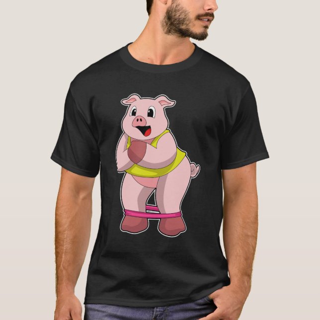 Camiseta Cerdo en Fitness con banda de goma (Anverso)