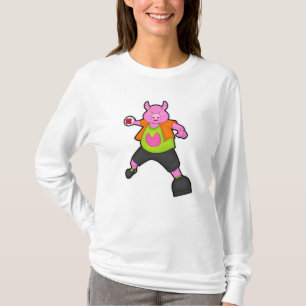 Camiseta Cerdo en jugador de balonmano con balonmano