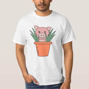Camiseta Cerdo en maceta de flores Gracioso Cerdo