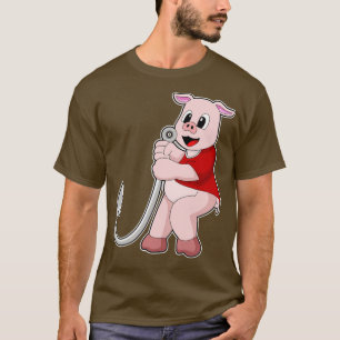 Camiseta Cerdo en pesca con anzuelo de peces