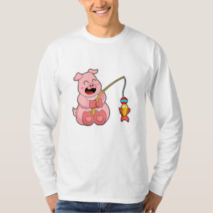 Camiseta Cerdo en pesca con peces