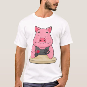 Camiseta Cerdo en Poker con tarjetas de Poker