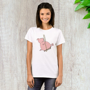 Camiseta Cerdo en un columpio