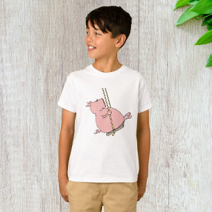 Camiseta Cerdo en un columpio