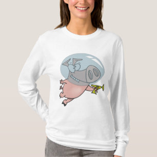 Camiseta Cerdo espacial con pistola de rayos divertido astr