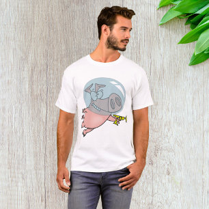 Camiseta Cerdo Espacial con Pistola de Rayos Divertido Astr