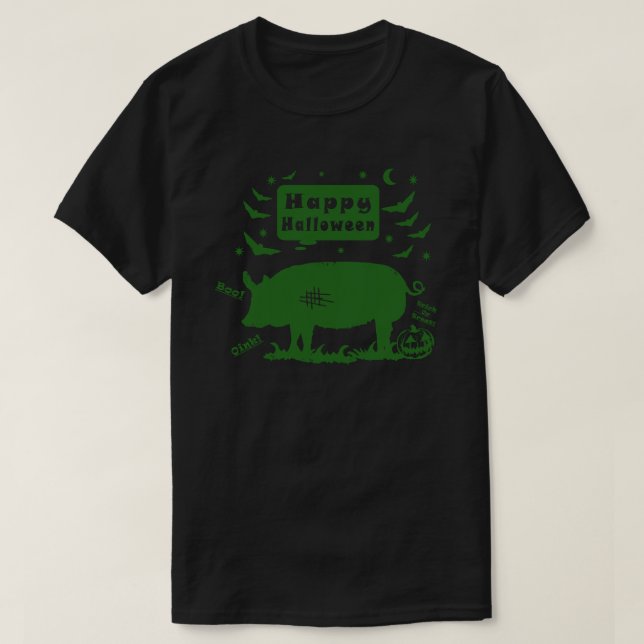 Camiseta Cerdo feliz de Halloween (Diseño del anverso)