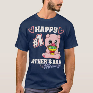 Camiseta Cerdo Feliz Día de la Primera Madre Mamá bebé coin