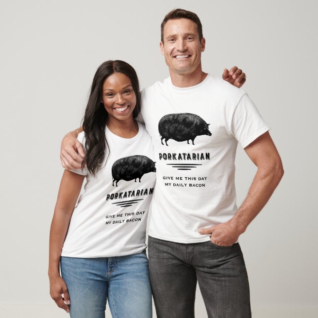 Camiseta Cerdo gordo grande del vintage Porkatarian Zazzle.es