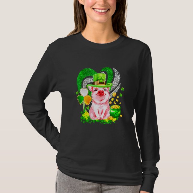 Camiseta Cerdo Gorgeo St Patrick Day Gracioso Perro Rosa (Anverso)