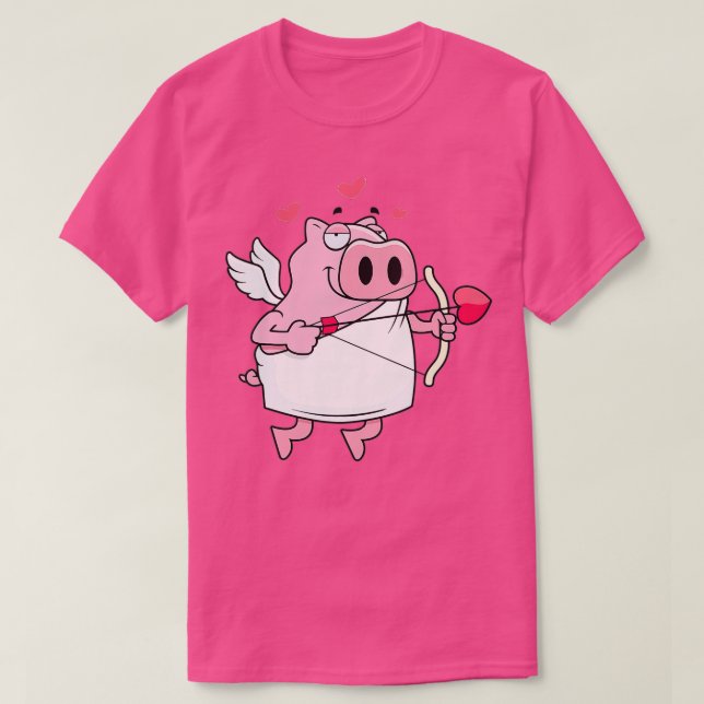 Camiseta Cerdo gracioso Cupido Día de San Valentín de amor  (Diseño del anverso)