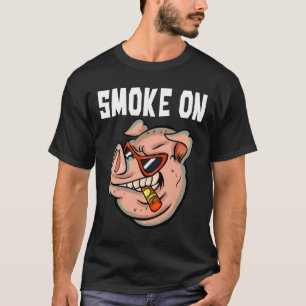 Camiseta Cerdo Gracioso Para Hombres Fumando Carne De Cerdo