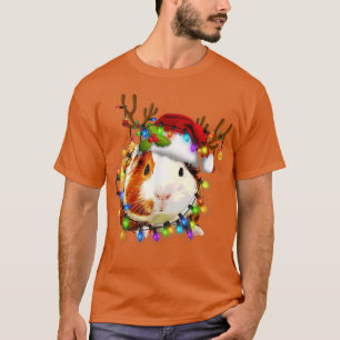 Camiseta Cerdo guineano con luz de Navidades de renos de Sa