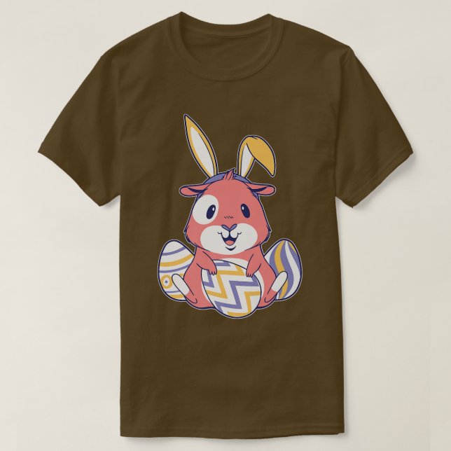 Camiseta Cerdo guineano con traje de conejito de Pascua con (Diseño del anverso)