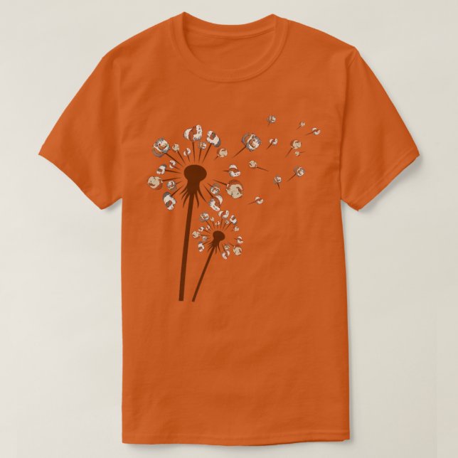 Camiseta Cerdo guineano Dandelion Flor Gracioso Amor Animal (Diseño del anverso)