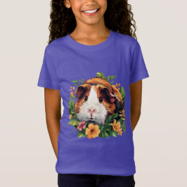Camiseta Cerdo guineano entre flores