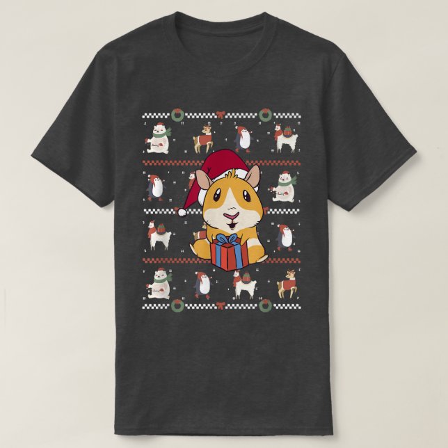 Camiseta Cerdo guineano Navidades feos animales, cerdo guin (Diseño del anverso)