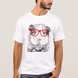 Camiseta Cerdo hipster guineano en animal Mascota de Glass 