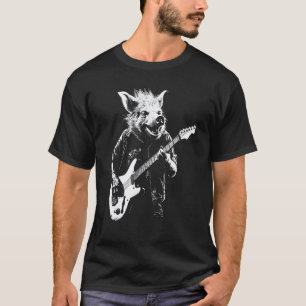 Camiseta Cerdo Jabalí Afligido Tocando Guitarra Punk Rock &
