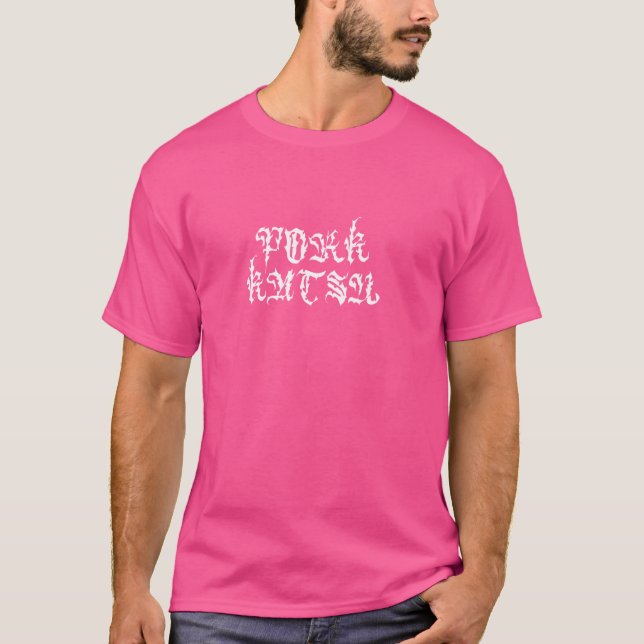 Camiseta Cerdo Katsu - Gótico de escritura cholo de moda (Anverso)