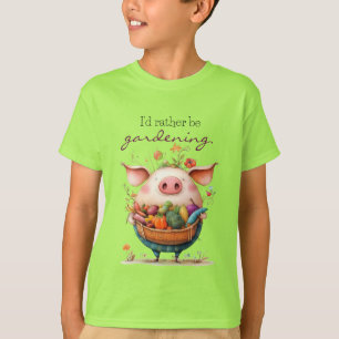 Camiseta Cerdo Lindo Caprichoso "Mejor Estoy Jardineando"