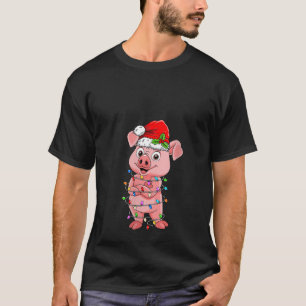 Camiseta Cerdo lindo con Navidades de Santa Hat Divertido a