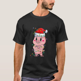 Camiseta Cerdo lindo con Santa Hat Xmas Cerdo Lover Christm