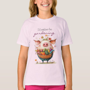 Camiseta Cerdo Lindo y Caprichoso "Mejor Estoy Jardinería"