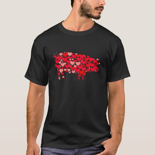 Camiseta Cerdo Lover Cute Love Hearts Animales Parejas Vale (Anverso)