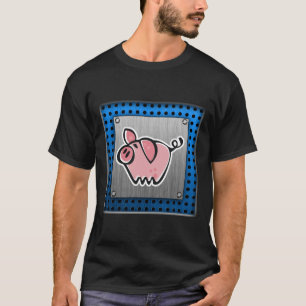 Camiseta Cerdo; Mirada metalizado cepillada