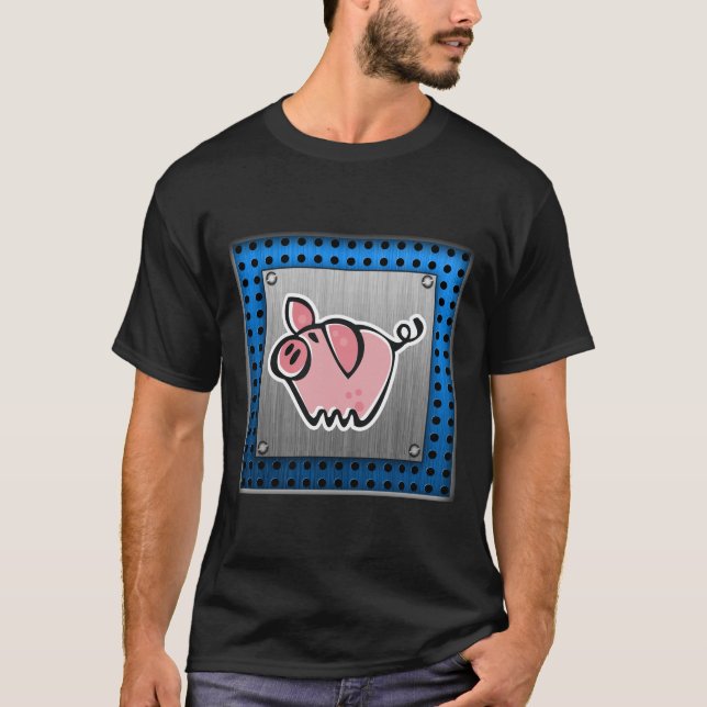 Camiseta Cerdo; Mirada metalizado cepillada (Anverso)