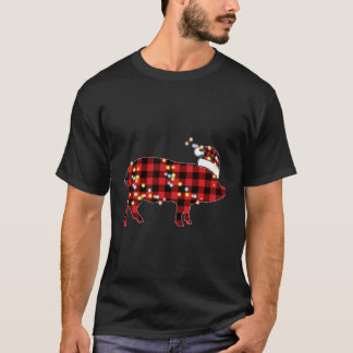 Camiseta Cerdo Navidades Cerdo Red Plaid Buffalo Pajamas Gr
