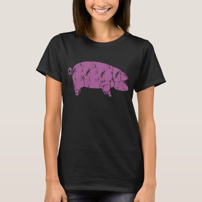 Camiseta Cerdo OFICIAL del cerdo de los animales de Pink (Anverso)