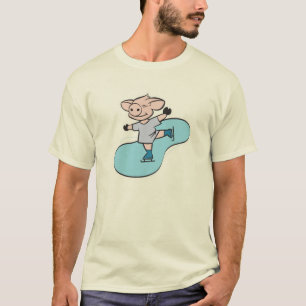 Camiseta cerdo patinando sobre hielo