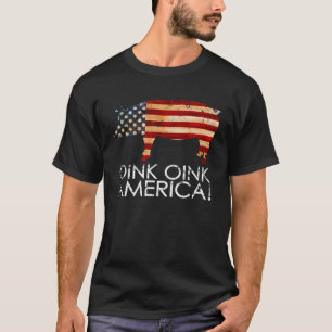 Camiseta Cerdo Patriótica Graciosa - Oink Oink Ame