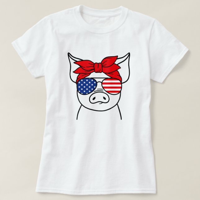 Camiseta Cerdo patriótico-camiseta (Diseño del anverso)